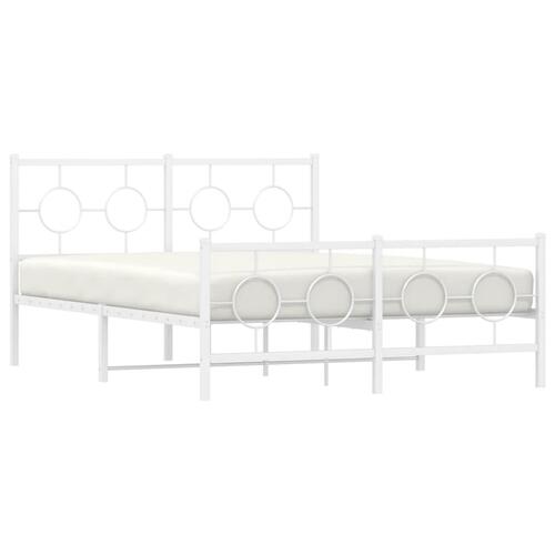 Sengeramme med sengegavl og fodgærde 135x190 cm metal hvid