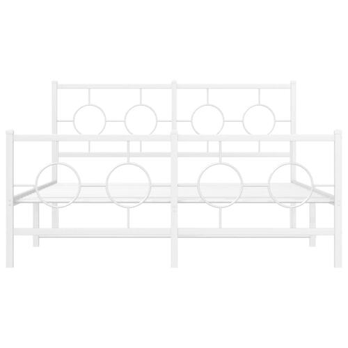 Sengeramme med sengegavl og fodgærde 135x190 cm metal hvid