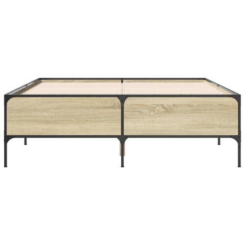 Sengestel 140x190 cm konstrueret træ og metal sonoma-eg