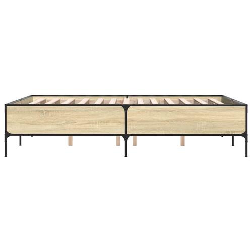 Sengestel 140x190 cm konstrueret træ og metal sonoma-eg