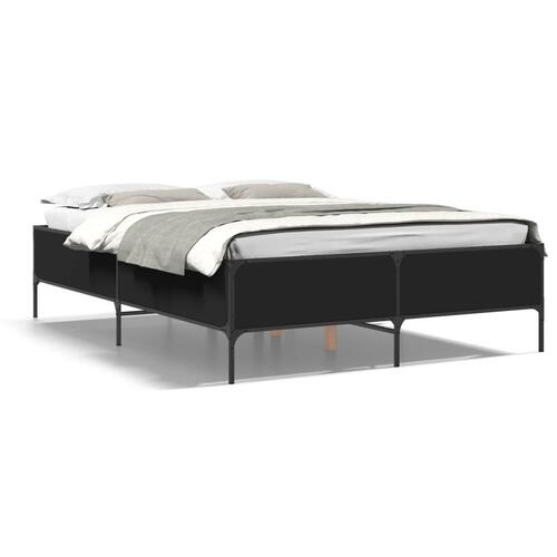 Sengestel 120x190 cm konstrueret træ og metal sort
