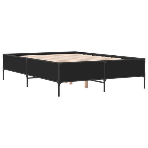 Sengestel 120x190 cm konstrueret træ og metal sort
