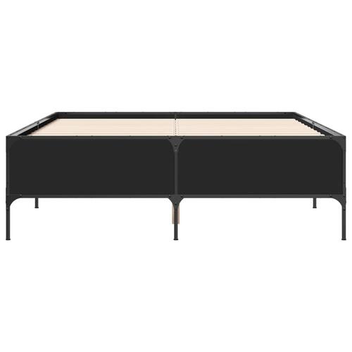 Sengestel 120x190 cm konstrueret træ og metal sort