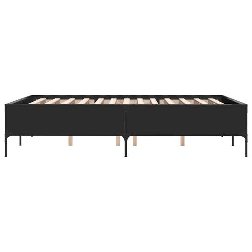 Sengestel 120x190 cm konstrueret træ og metal sort