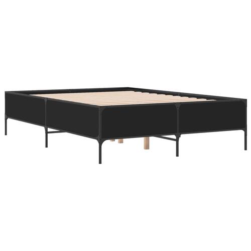 Sengestel 120x190 cm konstrueret træ og metal sort