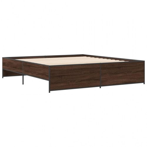 Sengestel 180x200 cm konstrueret træ og metal brun egetræ