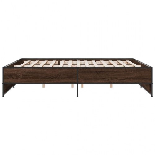 Sengestel 180x200 cm konstrueret træ og metal brun egetræ