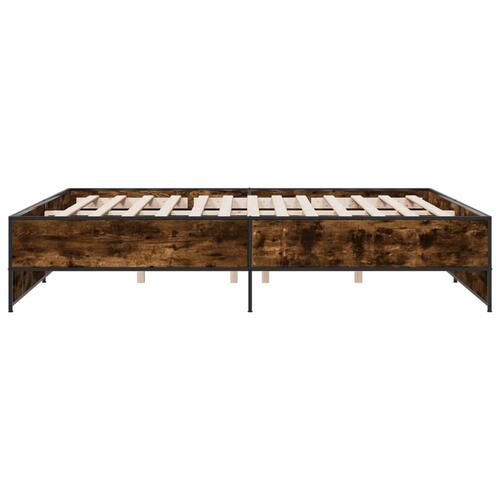 Sengestel 180x200cm konstrueret træ og metal røget egetræsfarve