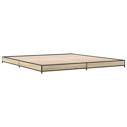 Sengestel 200x200 cm konstrueret træ og metal sonoma-eg