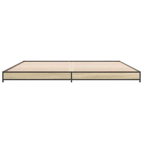 Sengestel 200x200 cm konstrueret træ og metal sonoma-eg