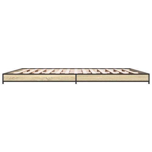 Sengestel 200x200 cm konstrueret træ og metal sonoma-eg