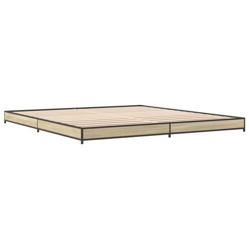 Sengestel 200x200 cm konstrueret træ og metal sonoma-eg