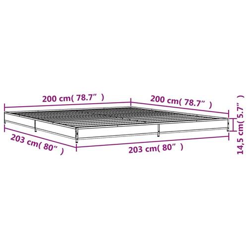 Sengestel 200x200 cm konstrueret træ og metal sonoma-eg