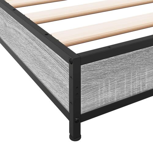 Sengestel 150x200 cm konstrueret træ og metal grå sonoma-eg