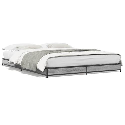 Sengestel 140x190 cm konstrueret træ og metal grå sonoma-eg