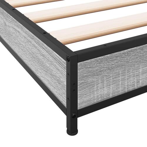 Sengestel 140x190 cm konstrueret træ og metal grå sonoma-eg
