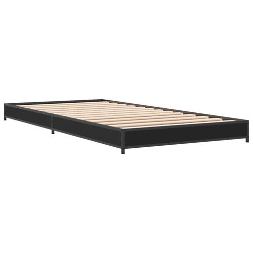 Sengeramme 100x200 cm konstrueret træ og metal sort
