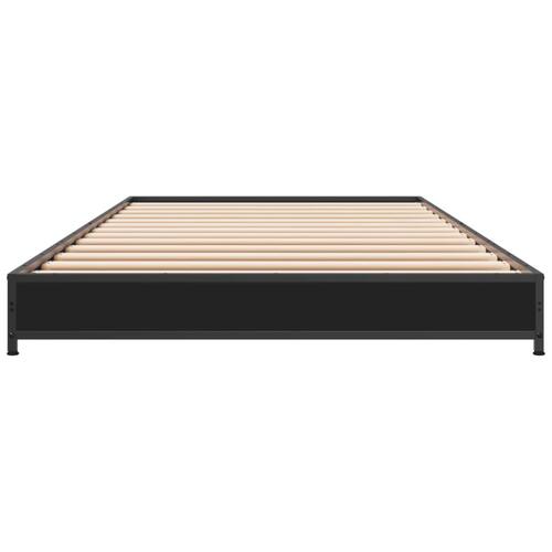 Sengeramme 100x200 cm konstrueret træ og metal sort