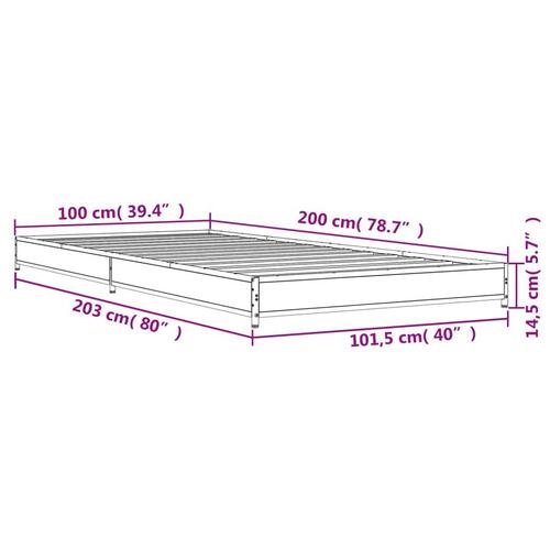 Sengeramme 100x200 cm konstrueret træ og metal sort
