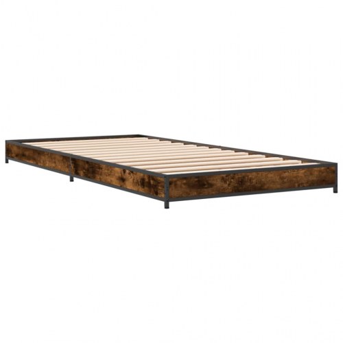 Sengeramme 100x200 cm i konstrueret træ og metal - røget eg