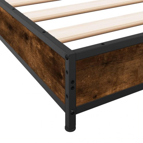 Sengeramme 100x200 cm i konstrueret træ og metal - røget eg