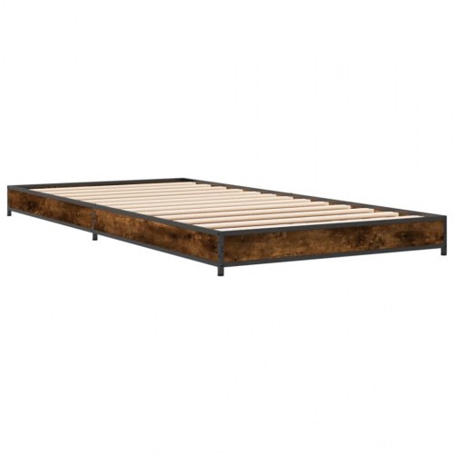 Sengeramme 90x200 cm konstrueret træ og metal røget eg