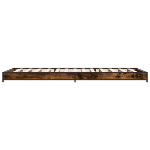 Sengeramme 90x200 cm konstrueret træ og metal røget eg