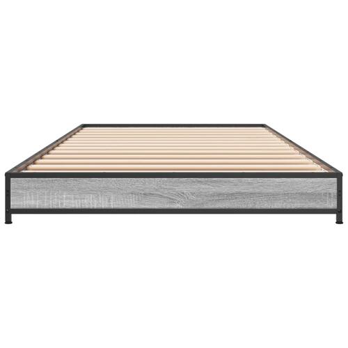 Sengeramme 90x190 cm konstrueret træ og metal grå sonoma-eg