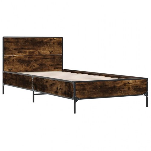 Sengeramme 90 x 200 cm med gavl - røget eg