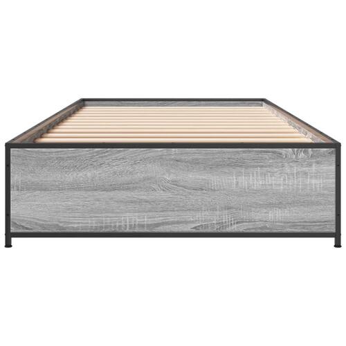 Sengeramme 90x190 cm konstrueret træ og metal grå sonoma-eg