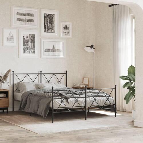 Sengegavl 140 cm metal sort