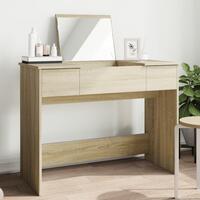 Makeupbord med spejl 100x45x76 cm sonoma-eg
