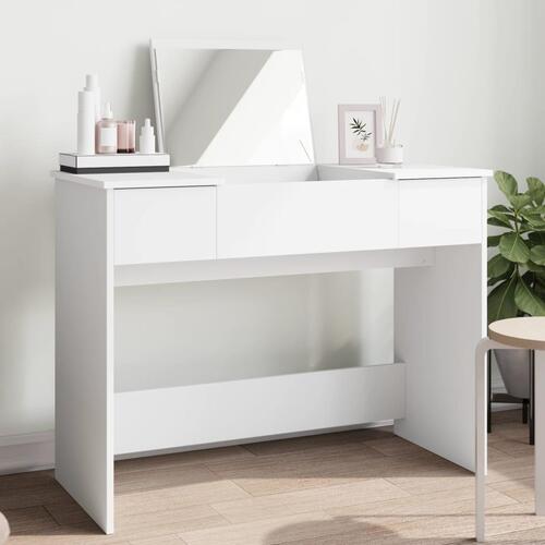 Makeupbord med spejl 100x45x76 cm hvid