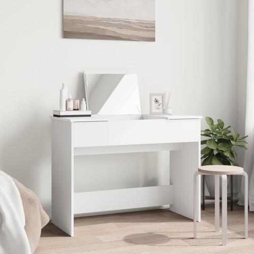 Makeupbord med spejl 100x45x76 cm hvid