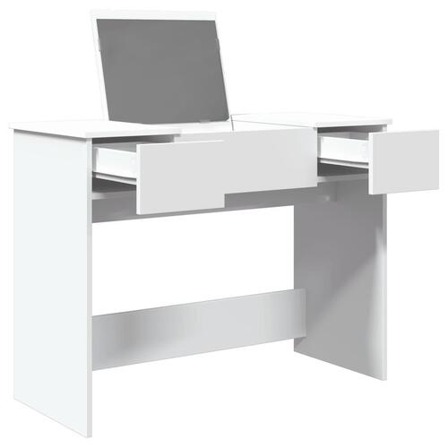 Makeupbord med spejl 100x45x76 cm hvid