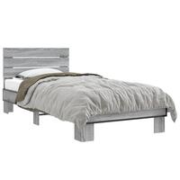 Sengeramme 90x200 cm konstrueret træ og metal grå sonoma-eg