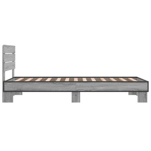 Sengeramme 90x200 cm konstrueret træ og metal grå sonoma-eg