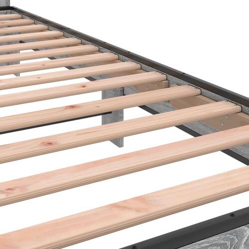 Sengeramme 90x200 cm konstrueret træ og metal grå sonoma-eg