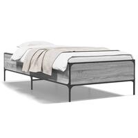 Sengeramme 90x190 cm konstrueret træ og metal grå sonoma-eg