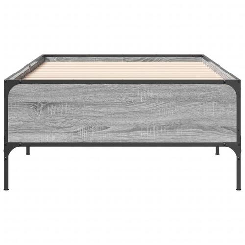 Sengeramme 90x190 cm konstrueret træ og metal grå sonoma-eg