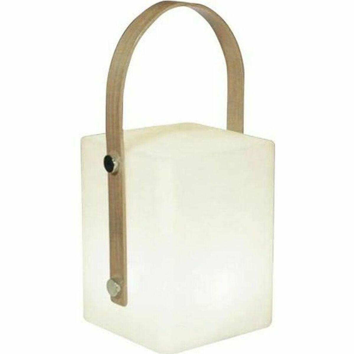 Solcelle bordlampe Lumisky Tiky - 10 × 10 × 25 cm, hvid/brun, bambus og plastik