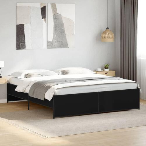 Sengestel 200x200 cm konstrueret træ og metal sort