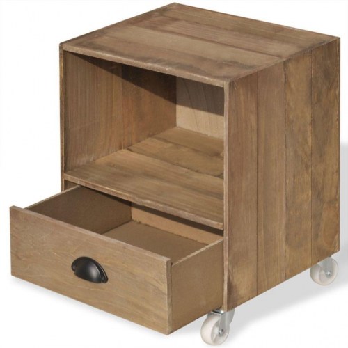 Sengebord af massivt træ, brunt, 2 stk.