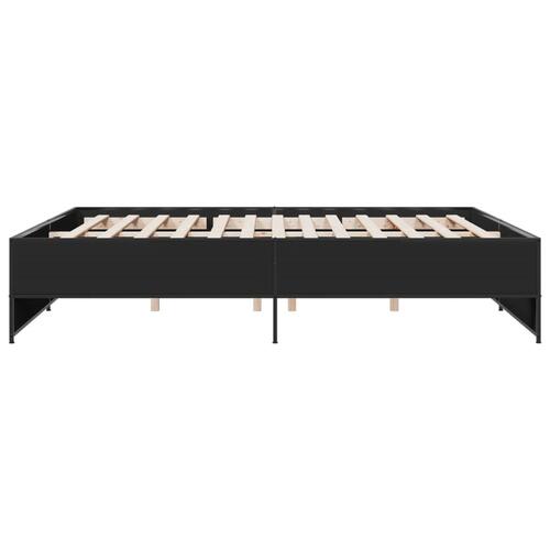 Sengestel 200x200 cm konstrueret træ og metal sort
