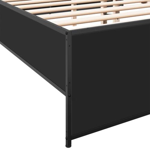 Sengestel 200x200 cm konstrueret træ og metal sort