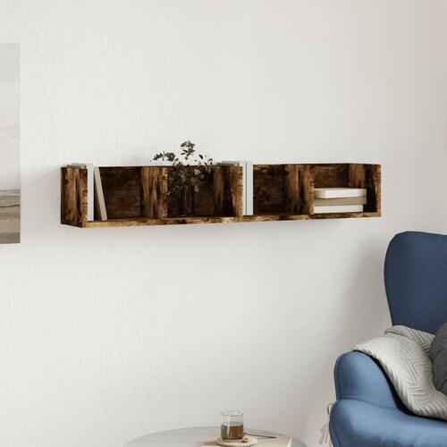 Vægskab 99x18x16,5 cm konstrueret træ røget egetræsfarve