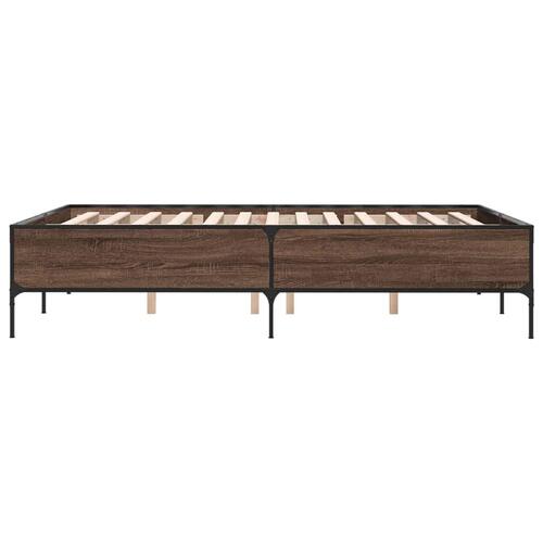 Sengestel 160x200 cm konstrueret træ og metal brun egetræ