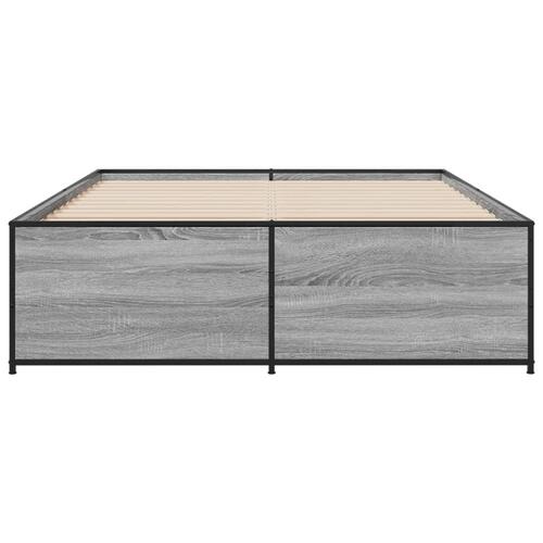 Sengestel 120x190 cm konstrueret træ og metal grå sonoma-eg