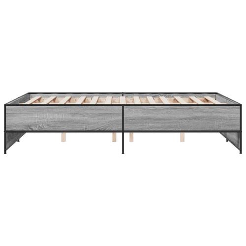 Sengestel 120x190 cm konstrueret træ og metal grå sonoma-eg