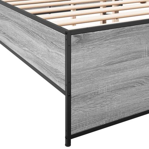 Sengestel 120x190 cm konstrueret træ og metal grå sonoma-eg